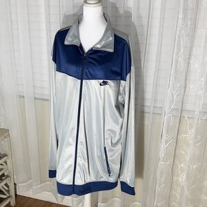 Nike Women's Metallic Blue and Silver Bomber Jacket